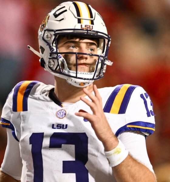 LSU quarterback Garrett Nussmeier against Arkansas