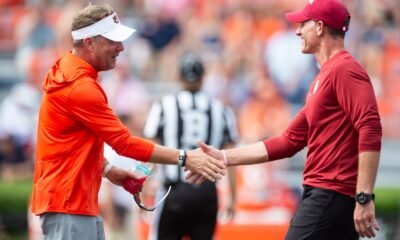 Auburn coach Hugh Freeze and Oklahoma coach Brent Venables