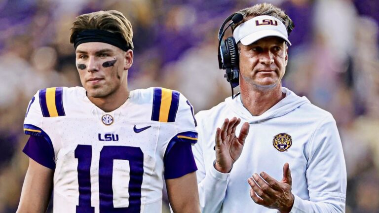 New LSU Tigers quarterback Sam Leavitt with first-year coach Lane Kiffin